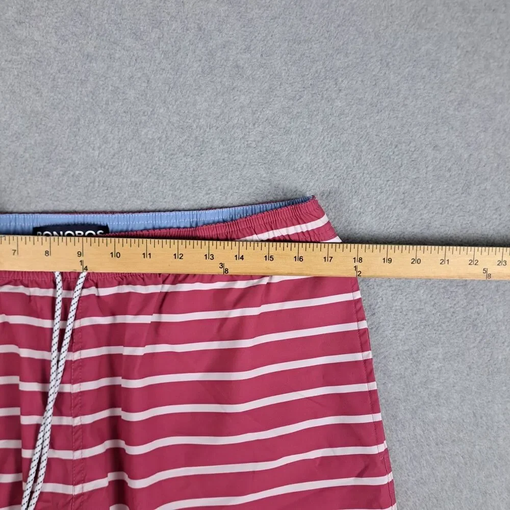 Bonobos Swim Shorts Mens 34 Striped Trunks Beach Board Shorts 9” Pinkish Red